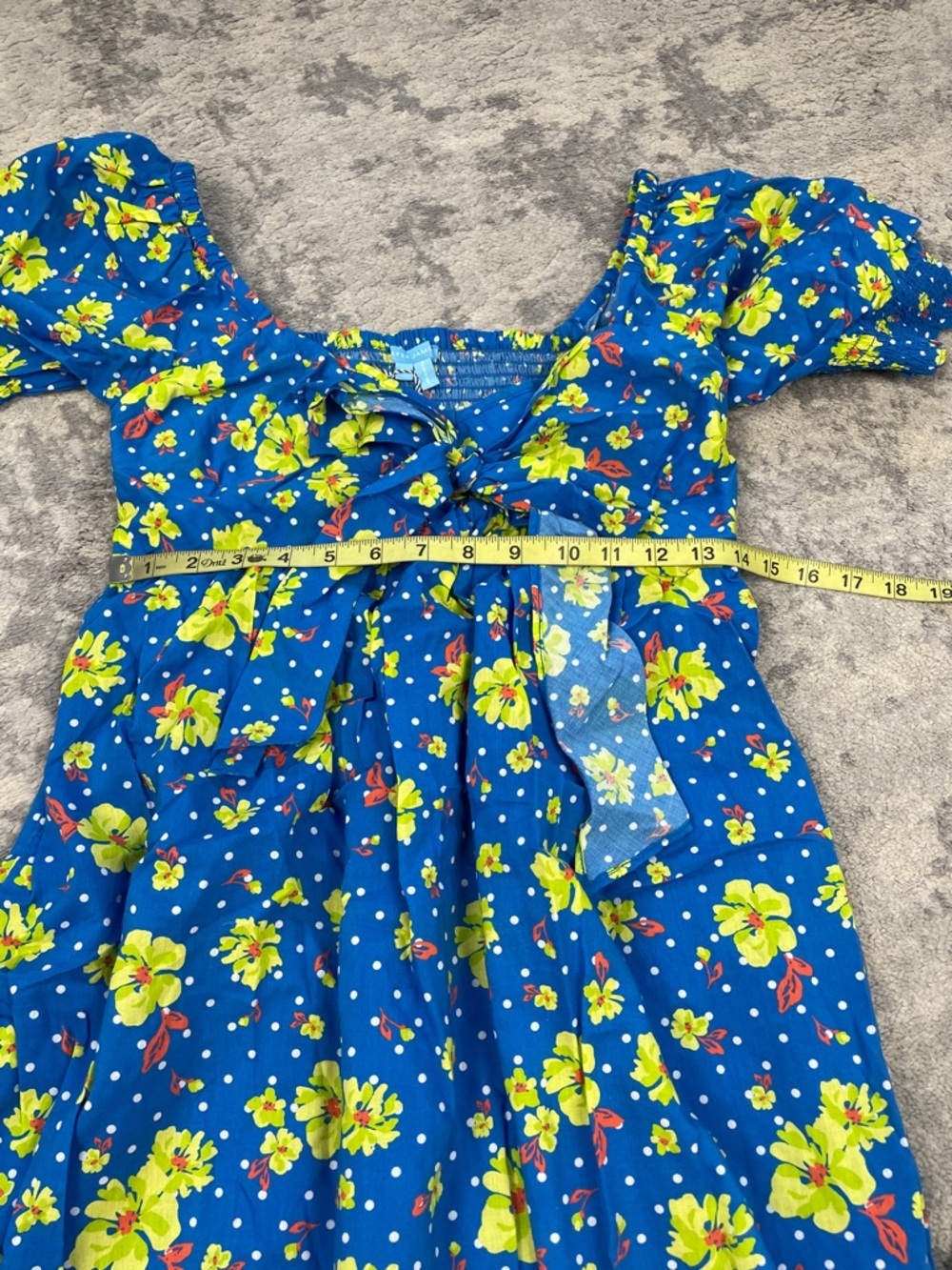 NWT Draper James Jennifer Tie Front Short Sleeve Dress Blue Aster Floral Sz S - Picture 10 of 14